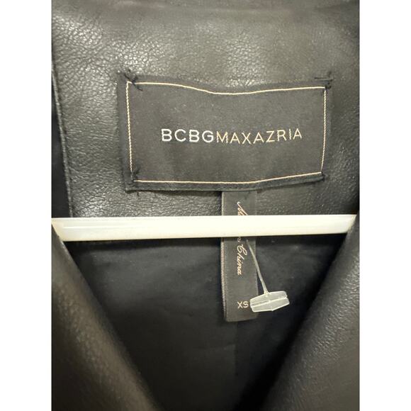BCBGeneration Black & Gold Moto Faux Leather Leonardo Biker Jacket SZ XS NWOT - Picture 3 of 6